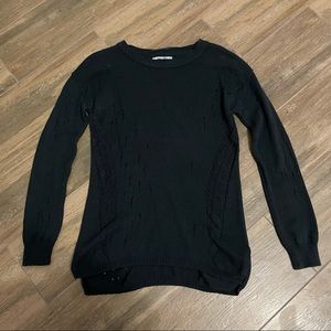 NWOT Rubbish Chic Distressed Black knit Sweater